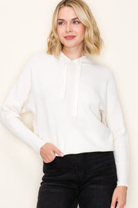 Staccato Mini Waffle Knit Hoodie Sweater – Pullover Dolman Sleeve in Terracotta, Ivory & Sage