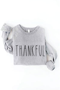 Thankful Graphic Sweatshirt – Autumn Leaf Cozy Fleece Pullover Crewneck for Women