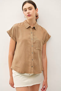 The Hadley Short Sleeve Button Down – Sage, Martini Olive, Toffee