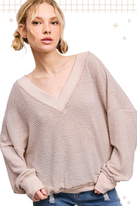 Ember V-Neck Waffle Knit Top – Ash, Charcoal, Soy Latte, Tomato