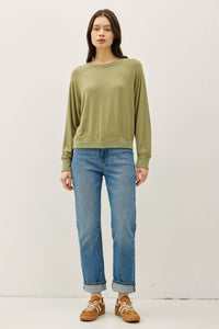 The Kinsley Everyday Knit Top – Olive & Cream