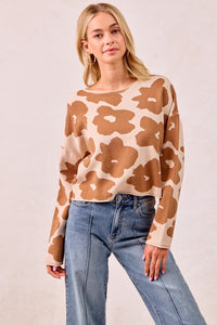 The Harper Floral Knit Sweater – Camel Bloom