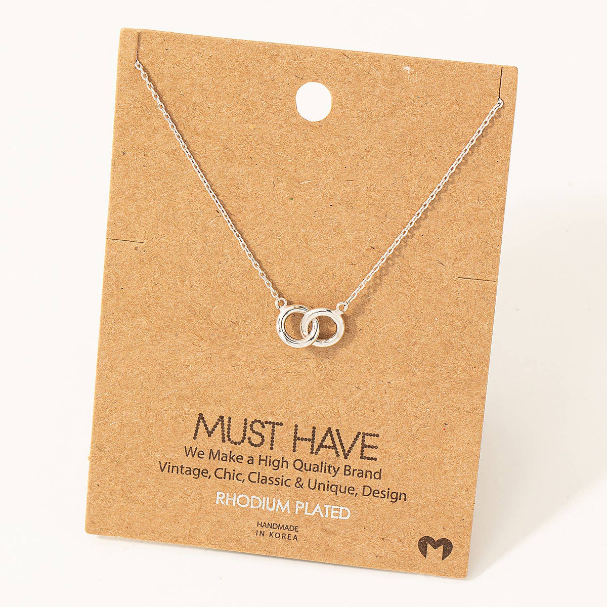 Dainty Dual Circle Link Pendant Necklace – Minimalist Necklace Gold or Rose Gold