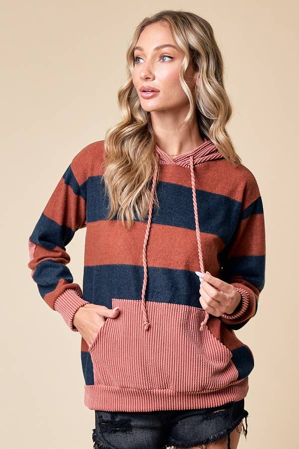 LMT4168-Love My Stripes Sweatshirt: RUST / L