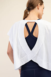 The Emerson Open Back Cotton Slub Tee – Cropped, Oversized Activewear Top