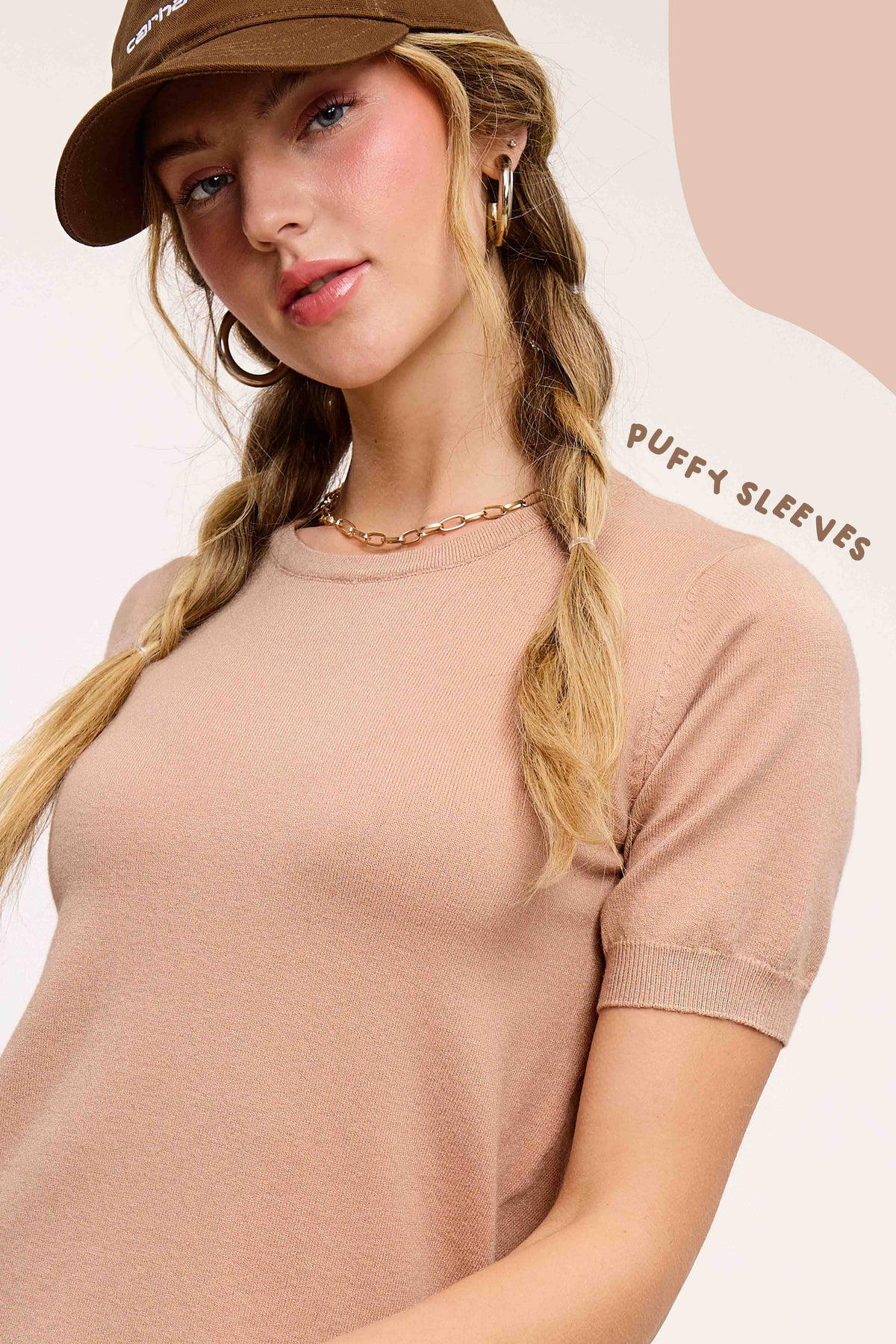 Everyday Knit Puff Sleeve Top – Available in Midnight & Pink Sand