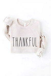 Thankful Graphic Sweatshirt – Autumn Leaf Cozy Fleece Pullover Crewneck for Women