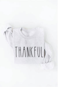 Thankful Graphic Sweatshirt – Autumn Leaf Cozy Fleece Pullover Crewneck for Women