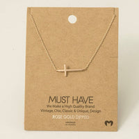 The Haven Sideways Cross Necklace – Gold or Silver 18K Dipped Chain