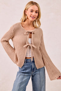 The Tessa Bow-Tie Knit Cardigan – Oatmeal