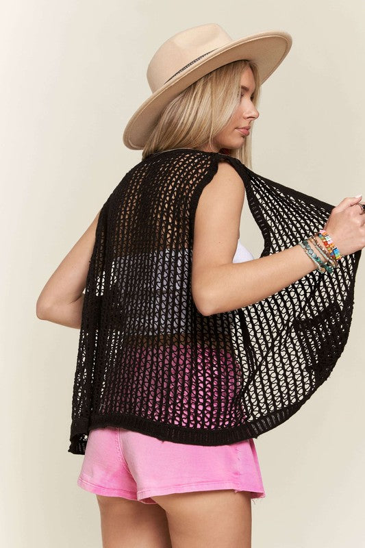 Randi Button Down Crochet Vest Top