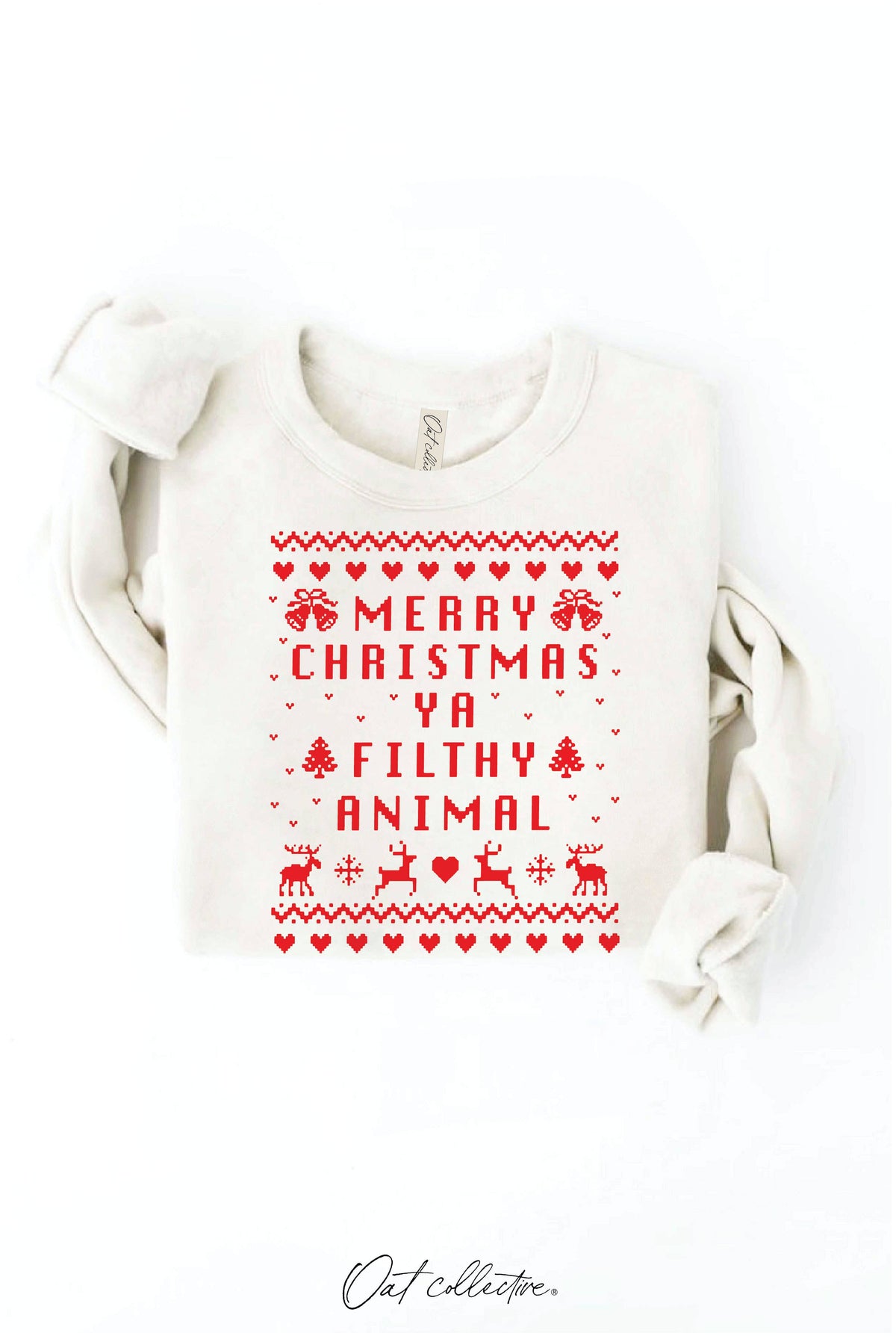 “Merry Christmas Ya Filthy Animal” Fleece Sweatshirt (Unisex) Small-XL