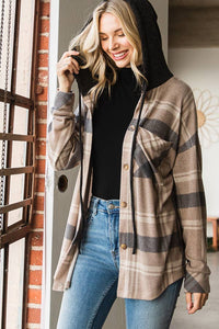 Sutton Plaid Hoodie Shacket – Soft Flannel Button Down with Hood