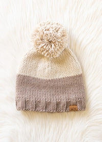 Aspen Ridge Color Block Knit Pom Beanie – Fleece Lined Winter Hat