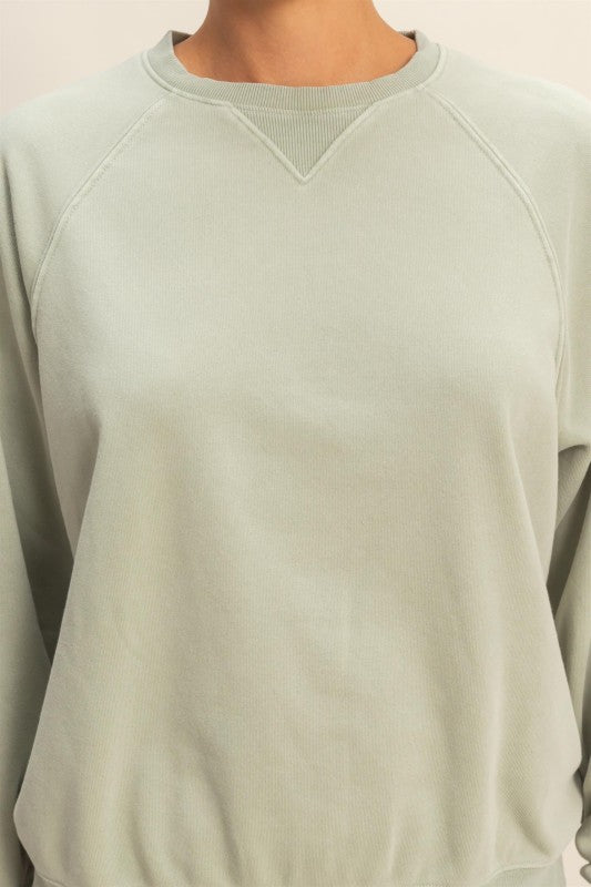 Everly Mineral Wash Crew Neck Sweatshirt – Chestnut, Black, Dark Cherry, Sage