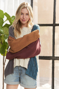 The Sawyer Patchwork Cable Knit Sweater – Rustic Multi