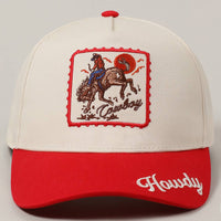 Howdy Cowboy Two-Tone Embroidered Hat – Western Rodeo Graphic Cap