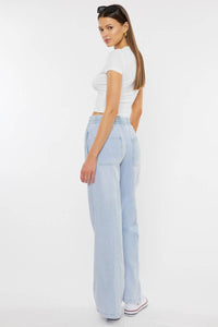 The Delaney Rope Drawstring Wide Leg Jeans – Light Stone Was