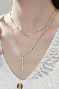Layered Cross Necklace | 18K Gold Stainless Steel Tarnish-Free Faith Necklace