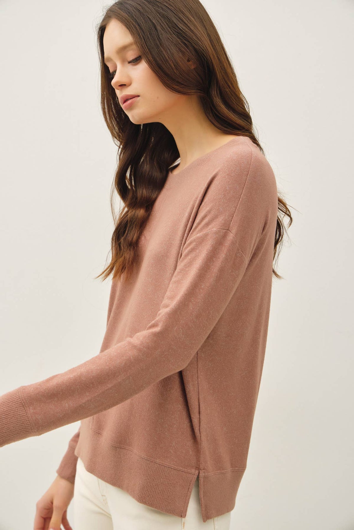 The Remi Hacci Knit Pullover – Soft Gray, Cream & Mocha