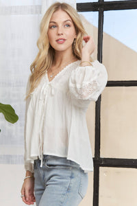 The Laramie Eyelet Peasant Blouse – Ivory