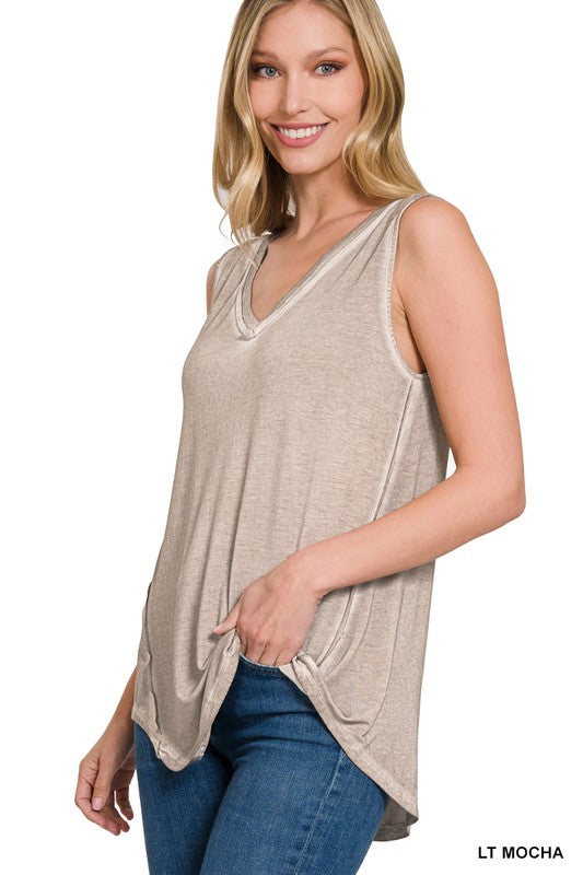 Sadie Vintage Wash Tank- Ash Mocha