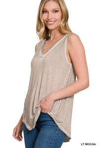 Sadie Vintage Wash Tank- Ash Mocha