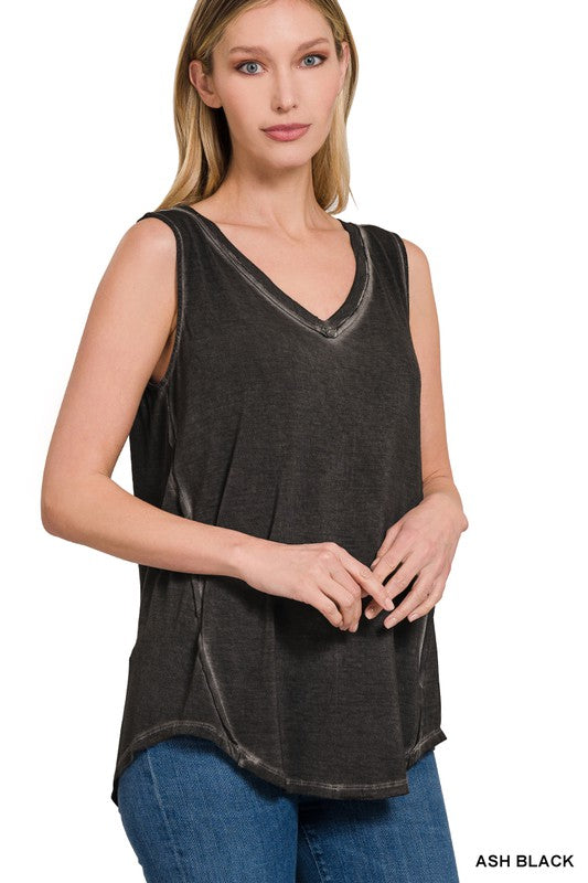 Sadie Vintage Wash Tank- Ash Mocha