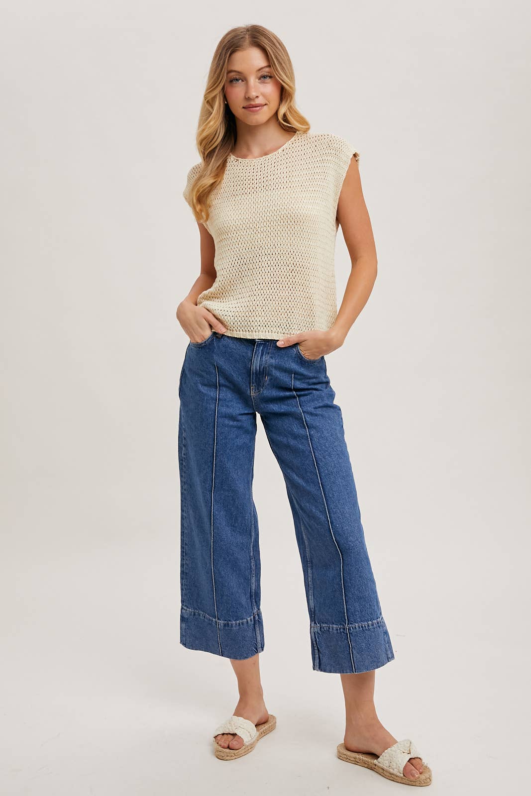 Calista Open Knit Short Sleeve Top