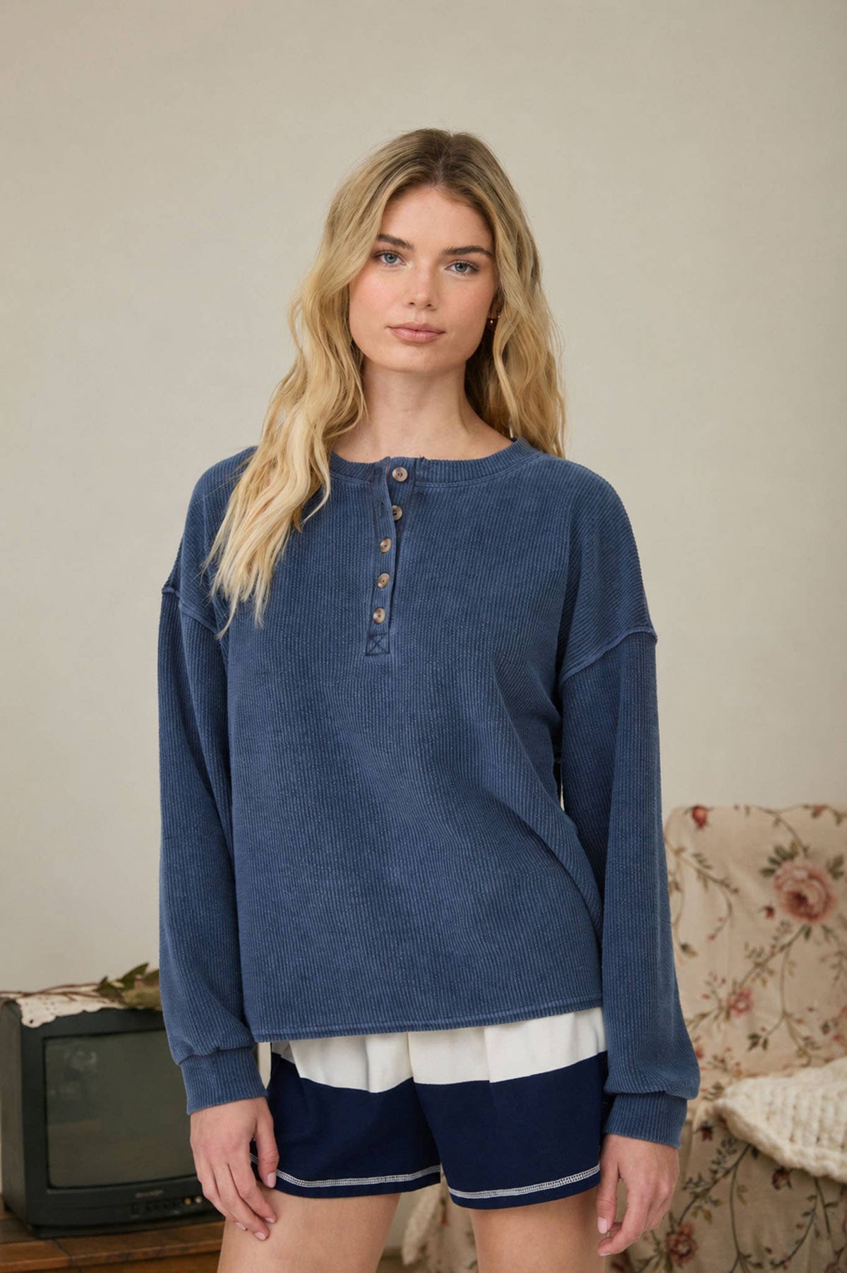 Take It Easy Henley Knit Top