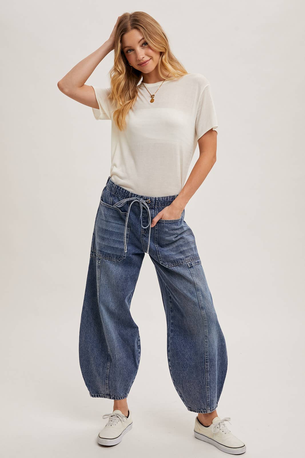 Willow Sheer Knit Crew Neck Tee – Cream & Rust Lightweight Layering Top