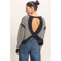 Striped Long Sleeve Top: MOCHA / S-M-L(2-2-2)