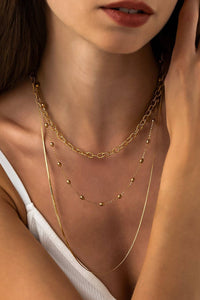 The Kensington Triple Layered Chain Necklace:Gold  – 18K Gold Plated Waterproof Chunky Link Necklace