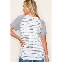 Maddie Ivory & Black Dotted Knit Top | Casual Round Neck Tee