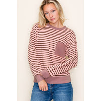 Staccato Sugarplum Striped Pocket Sweatshirt – Brushed Knit Holiday Pullover | Northern Belle Boutique