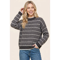 Off the Clock Textured Stripe Sweater: Charcoal