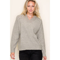 Glacier Ridge Ribbed Hoodie Sweater – V-Neck Knit Pullover | Northern Belle Boutique