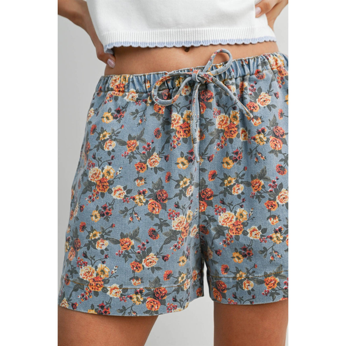 Vintage Bloom Drawstring Shorts
