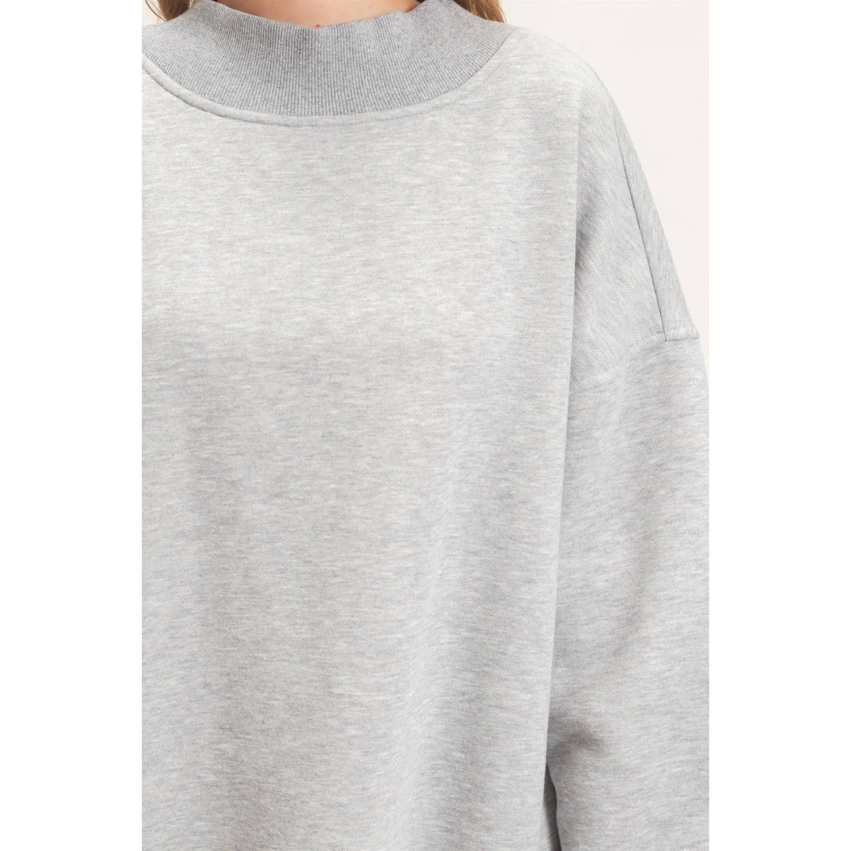 Enzyme Washed Mock Neck Sweatshirt: H.GRAY / S-M-L(2-2-2)