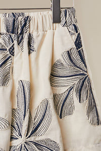 The Willow Floral Shorts: Cream/Navy– Elastic Waist Lightweight Everyday Shorts