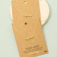 The Haven Sideways Cross Necklace – Gold or Silver 18K Dipped Chain