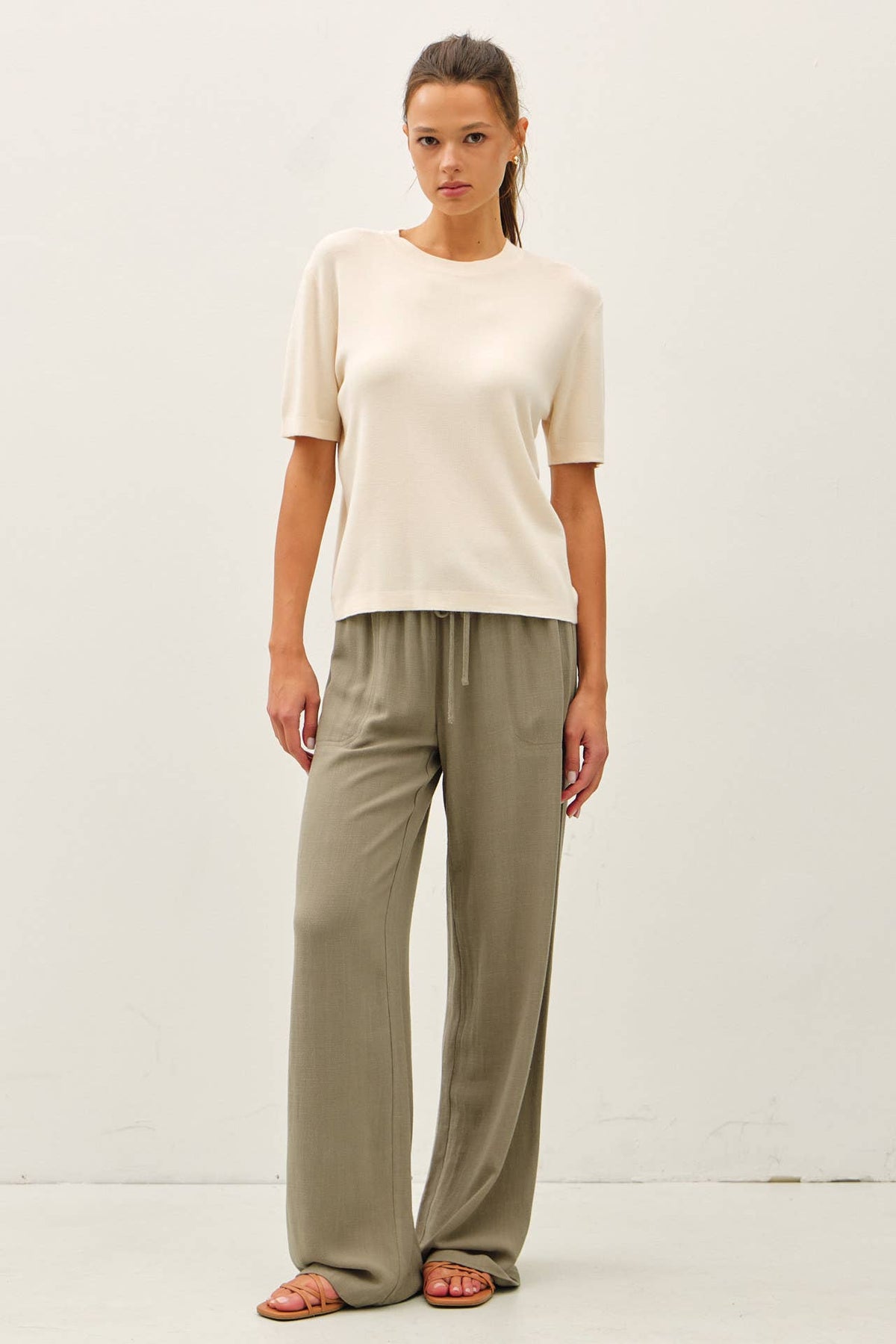 The Greer Ultra Soft Scoop Neck Tee: Vanilla  – Lightweight Relaxed Fit Everyday Essential for Women