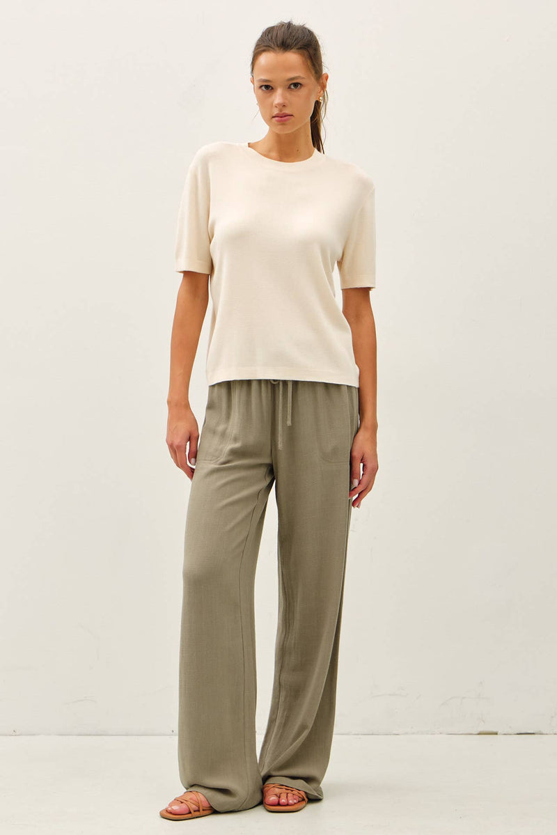 The Greer Ultra Soft Scoop Neck Tee: Vanilla  – Lightweight Relaxed Fit Everyday Essential for Women