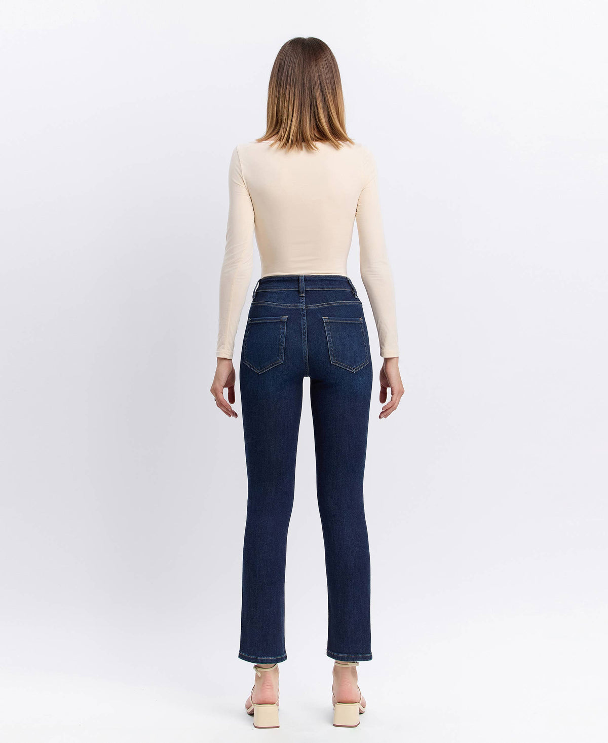 Vervet By Flying Monkey "Maren" High Rise Slim Straight Ankle Jeans – Dark Wash Denim