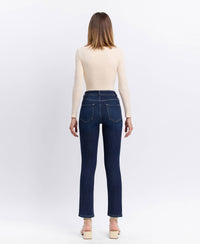 Vervet By Flying Monkey "Maren" High Rise Slim Straight Ankle Jeans – Dark Wash Denim