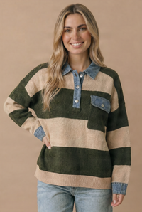 The Best of Both Sweater: Olive/ Tan