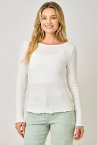 61364 Washed Thermal Essential Top: Green Apple / Small