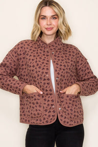 Eloise Ditsy Floral Quilted Jacket – Button Front Cotton Layer with Pockets