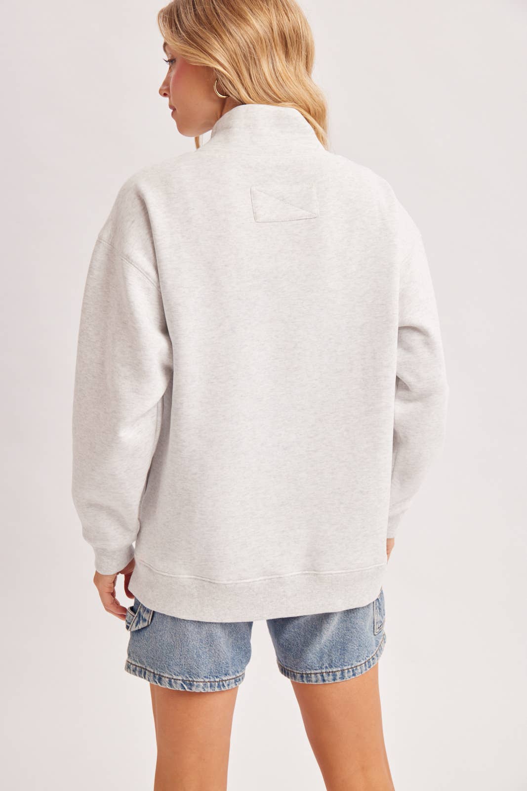Easy Going Mock Neck Sweatshirt: Grey Marl