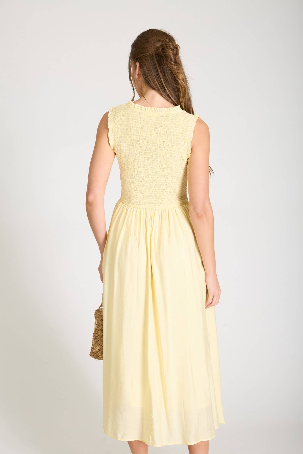 Charlotte Sweetheart Midi Dress: Butter Yellow